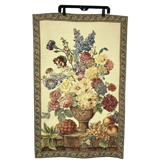 Mille Fleur Pensee Italian Wall Tapestry Hand Woven On Jacquard Loom Belgium - Picture 1 of 12